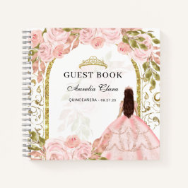 Budget Blink Pink Floral Quinceañera Gästebuch Notizbuch