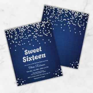 Budget Blue 16 . Geburtstag Einladung zum 16. Gebu