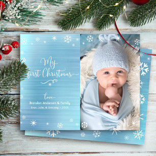 Budget Blue 1 Holiday Baby Foto Snowflakes Card
