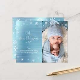 Budget Blue 1 Holiday Baby Foto Snowflakes Card
