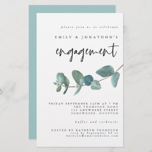 Budget Blue Aquamarin Eucalyptus Verlobung Einladu