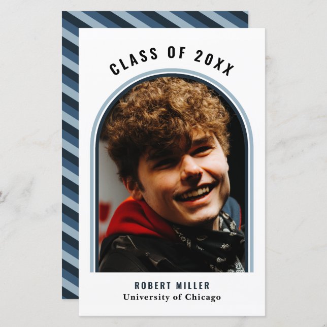 Budget Blue Arch Foto Abschluss Ankündigung (Vorne/Hinten)