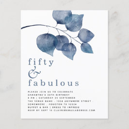 Budget Blue Blätter 50. Geburtstag Einladung