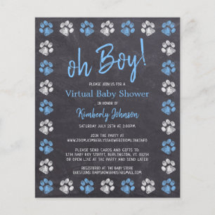 Budget Blue Boy Paw Print Virtual Baby Dusche