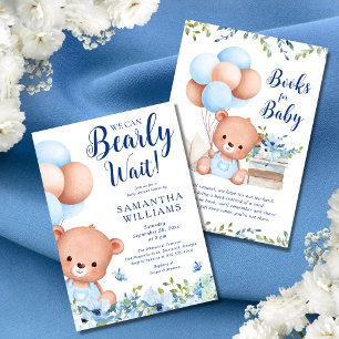 Budget Blue Boy Teddy Bärenbücher für Baby Dusche Einladung