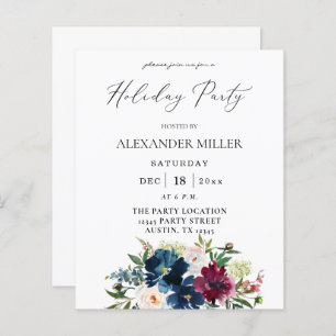 Budget Blue, Burgund & White Floral Holiday Party