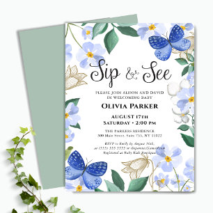 Budget Blue Butterfly Boy Baby Sip und sehen Einla Flyer