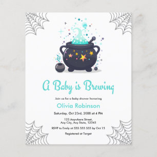 Budget Blue Cauldron Halloween Baby Dusche Einladu Flyer