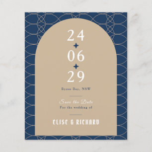 BUDGET Blue Classic Retro Save the Date Einladung Flyer