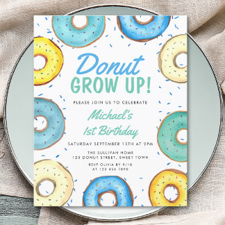 Budget Blue Donut 1. Geburtstag Einladung