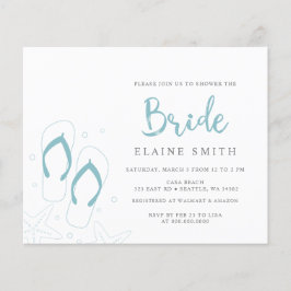 Budget Blue Flip Flops Beach Brautparty Einladung