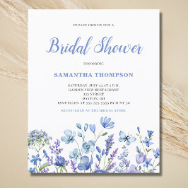 Budget Blue Floral Bridal Dusche Einladung