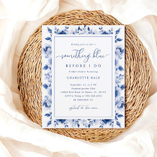 Budget Blue Floral Bridal Dusche Einladung