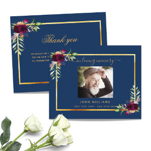 Budget blue floral burgundy thank you photo