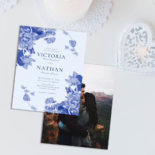 Budget Blue Floral Chinoiserie Chic Foto Hochzeit