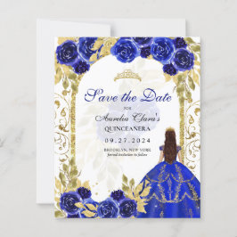 BUDGET Blue Floral Princess Gold Arch Quinceanera