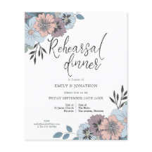 Budget Blue Floral Probe Dinner Einladung