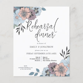 Budget Blue Floral Probe Dinner Einladung