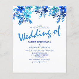 Budget Blue Floral Wedding Einladungen