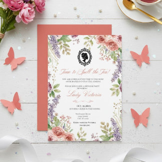 Budget Blue Florals Bridgerton Birthday Party Einladung