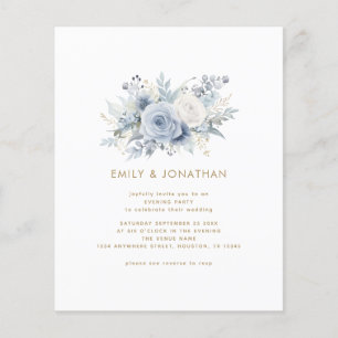 Budget Blue Florals Gold QR Wedding Abend Party