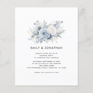 Budget Blue Florals QR Wedding Abend Party