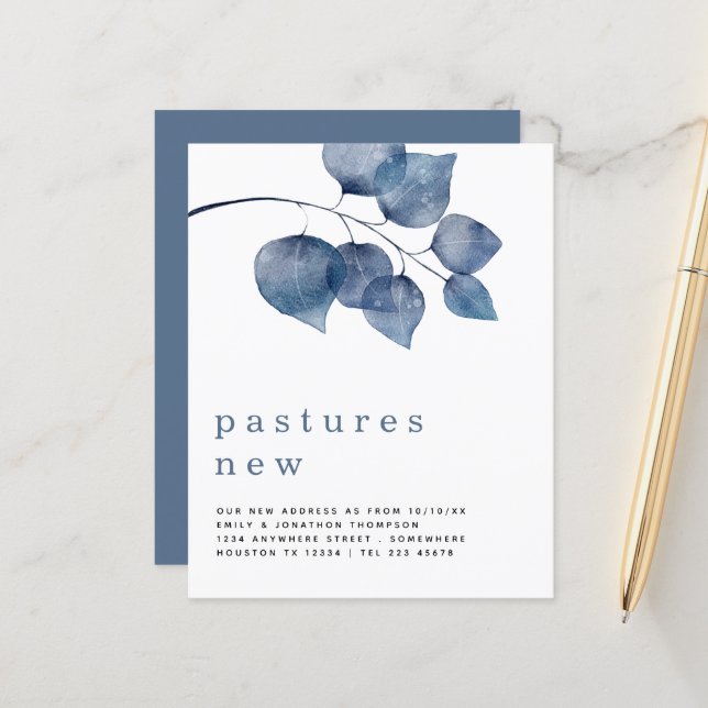 Budget Blue Foliage Moving New Address Details (Vorderseite/Rückseite Beispiel)