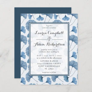 Budget Blue Foliage Watercolor Einladung