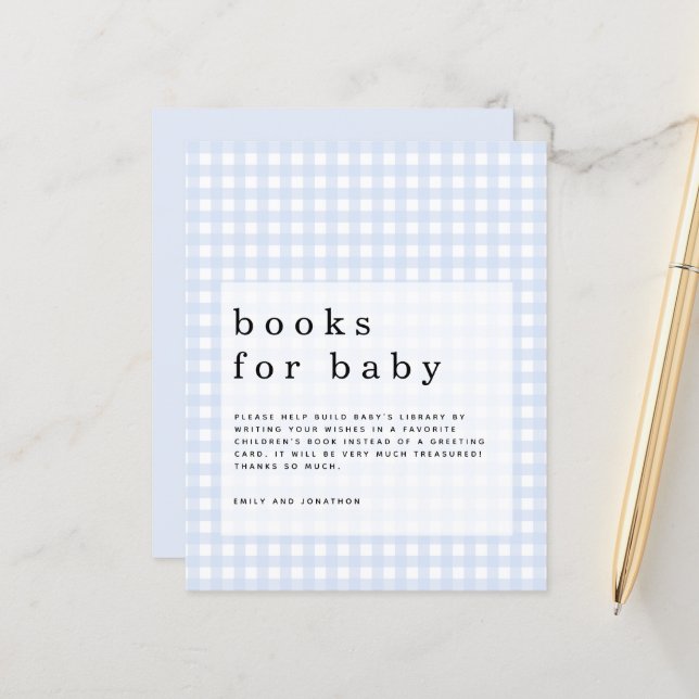 Budget Blue Gingham Books für Baby-Gehäuse (Vorderseite/Rückseite Beispiel)
