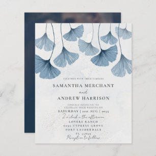 Budget Blue Ginkgo Wedding Einladung