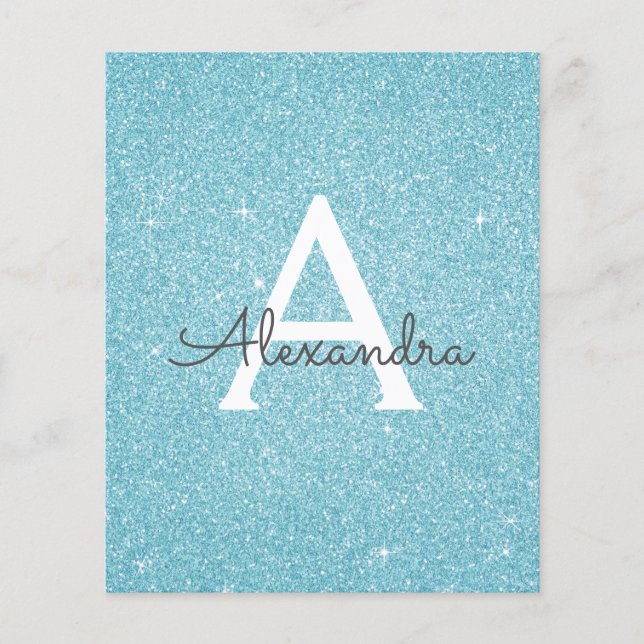 Budget Blue Glitzer 16 . Geburtstag Birthday Flyer (Vorne)