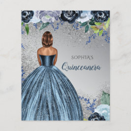 Budget Blue Glitzer Kleid Quinceañera Einladung
