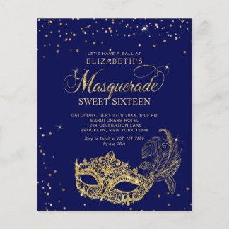 BUDGET Blue Gold Glitzer Masquerade Sweet 16