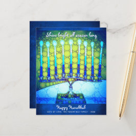 Budget Blue Hanukkah Menorah Shine Bright Card