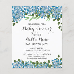 Budget Blue Hydrangeas Baby Dusche Einladung