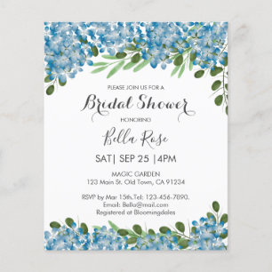 Budget Blue Hydrangeas Bridal Dusche Einladung