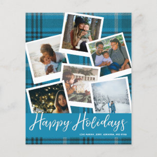 Budget Blue Kariert Multi Foto Happy Holidays Flyer