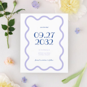 BUDGET Blue Lavender Wave Scallop Border Wedding