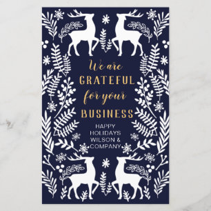 Budget Blue Nordic Rentier Business Holiday Card