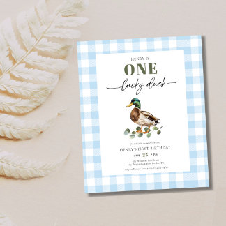 Budget Blue One Lucky Duck Boy 1. Geburtstag Einla Flyer