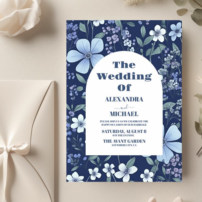 Budget Blue Periwinkle Wildblumen Hochzeit Flyer (Von Creator hochgeladen)