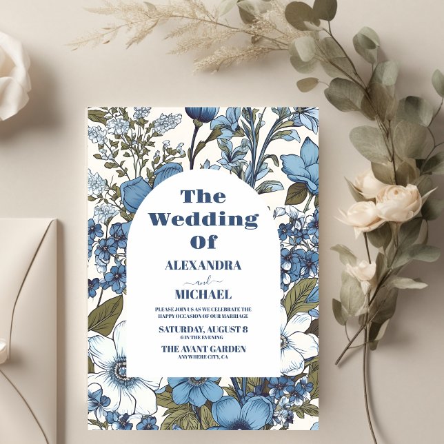 Budget Blue Periwinkle Wildblumen Hochzeit Flyer (Von Creator hochgeladen)
