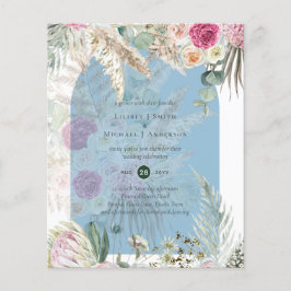 BUDGET Blue Pink Pampas Grass Wedding Flyer