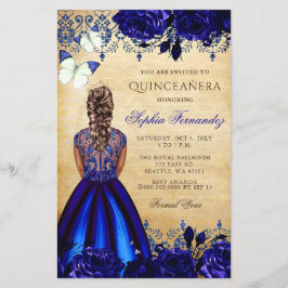 Budget Blue Princess Quinceañera Einladung