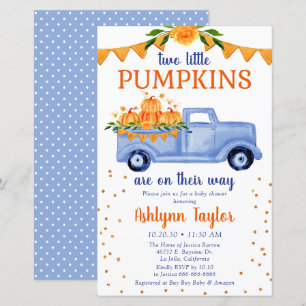 Budget Blue Pumpkin Truck Twin Baby Dusche Einladu