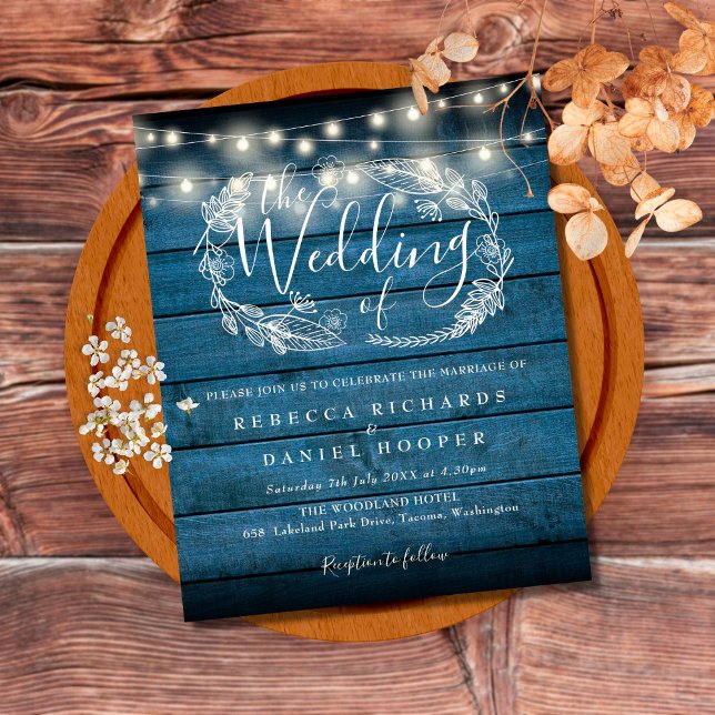 Budget Blue Rustic Wood String Light Wedding (Von Creator hochgeladen)