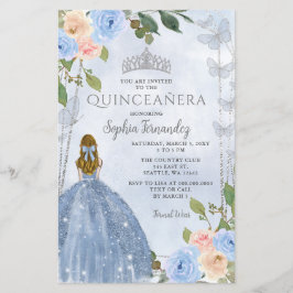 Budget Blue Silver Blumenprinzessin Quinceañera