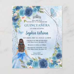 Budget Blue Silver Blumenprinzessin Quinceañera