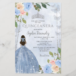 Budget Blue Silver Blumenprinzessin Quinceañera