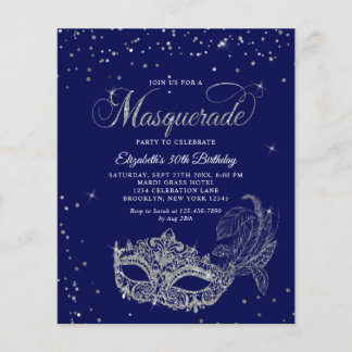 BUDGET Blue Silver Glitzer Masquerade Geburtstag